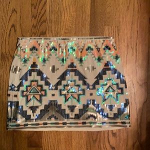 Express Cream Colored Aztec Print Skirt